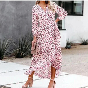 If By Sea Los Angeles dress wrap floral Size M